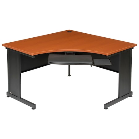 Interion By Global Industrial Corner Desk, 48 in D X 30 in H, 48 in W X Steel Frame, Laminate Top, Cherry 248999CH